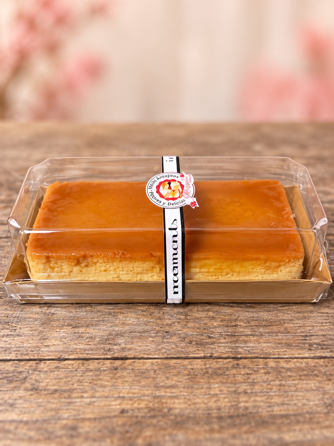 Large packaged flan made for sharing